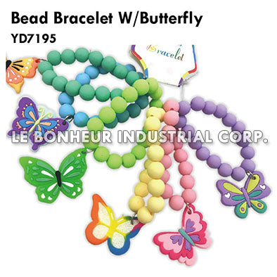 Bead Bracelet W/Butterfly