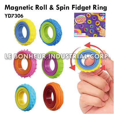 Magnetic Roll & Spin Fidget Ring (6pcs/Set)