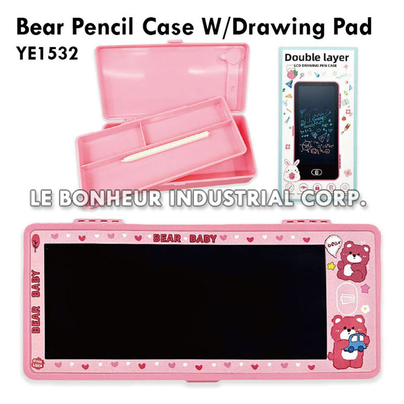 Bear Pencil Case W/Drawing Pad