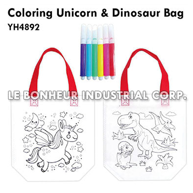 Coloring Unicorn & Dinosaur Bag