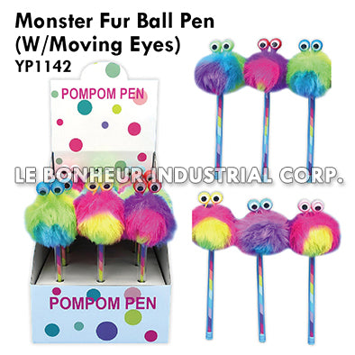 Monster Fur Ball Pen (W/Moving Eyes)