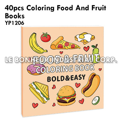 40pcs Coloring Food And Fruit Books