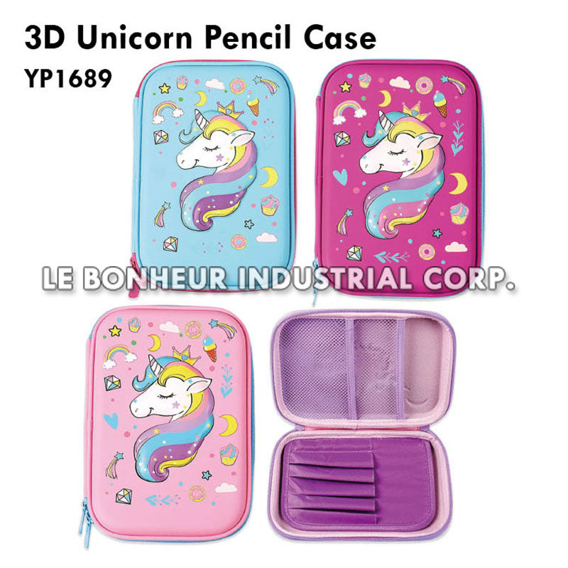 3D Unicorn Pencil Case