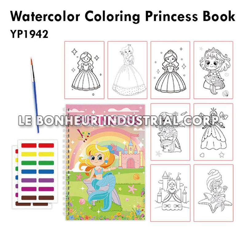 Watercolor Coloring Princess Book