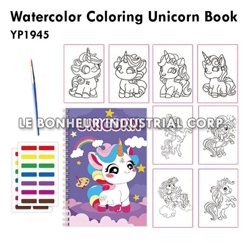 Watercolor Coloring Unicorn Book
