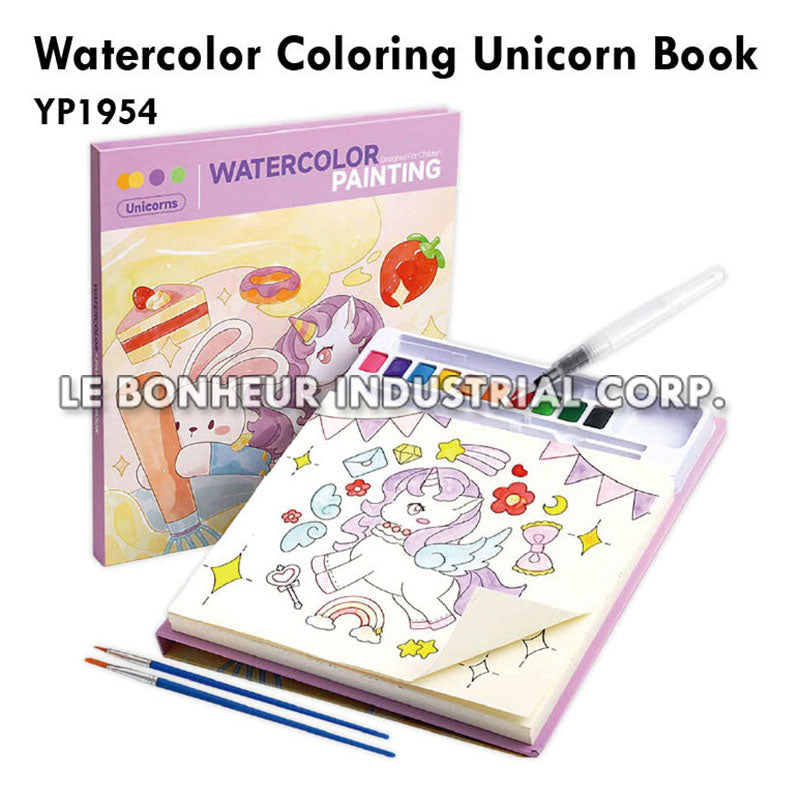 Watercolor Coloring Unicorn Book