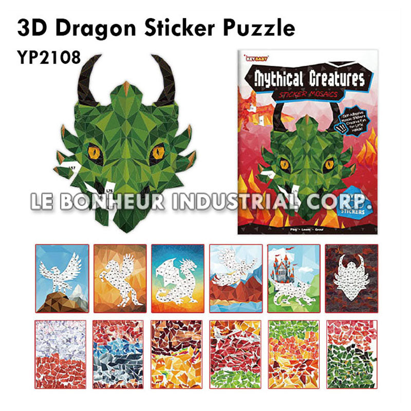 3D Dragon Sticker Puzzle