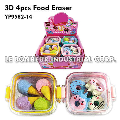 3D 4pcs Food Eraser