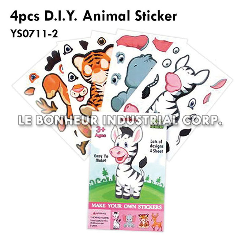 4pcs D.I.Y. Animal Sticker
