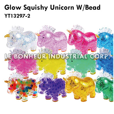 Glow Squishy Unicorn W/Bead
