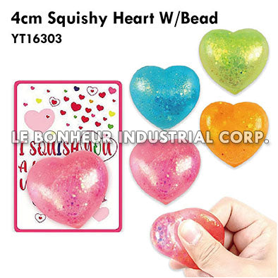 4cm Squishy Heart W/Bead
