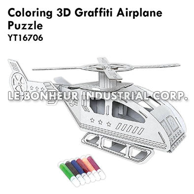 Coloring 3D Graffiti Airplane Puzzle