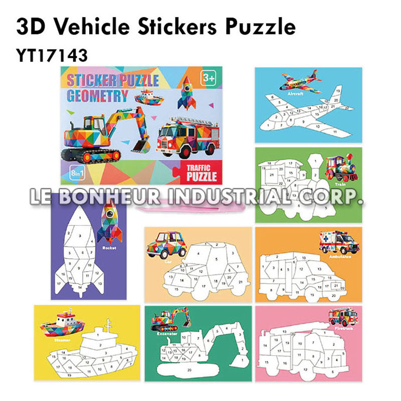 3D Vehicle Stickers Puzzle
