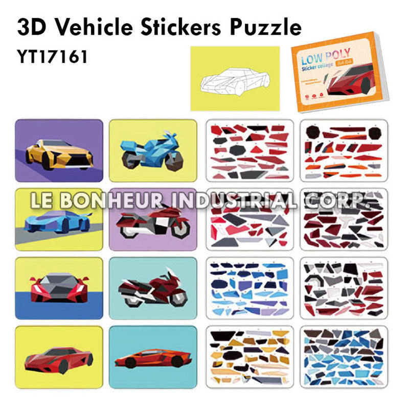 3D Vehicle Stickers Puzzle