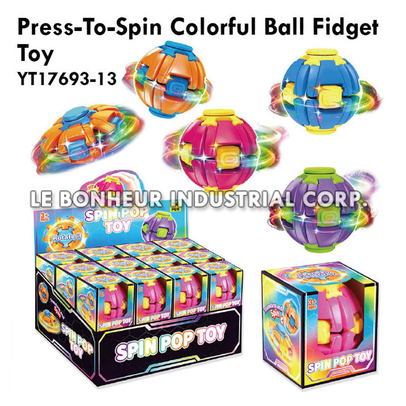 Press-To-Spin Colorful Ball Fidget Toy