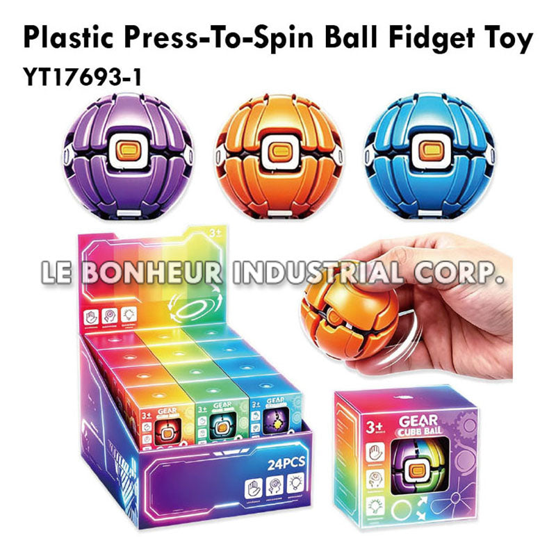 Plastic Press-To-Spin Ball Fidget Toy