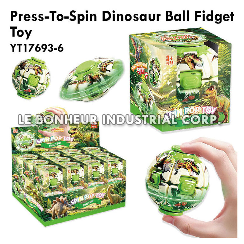 Press-To-Spin Dinosaur Ball Fidget Toy