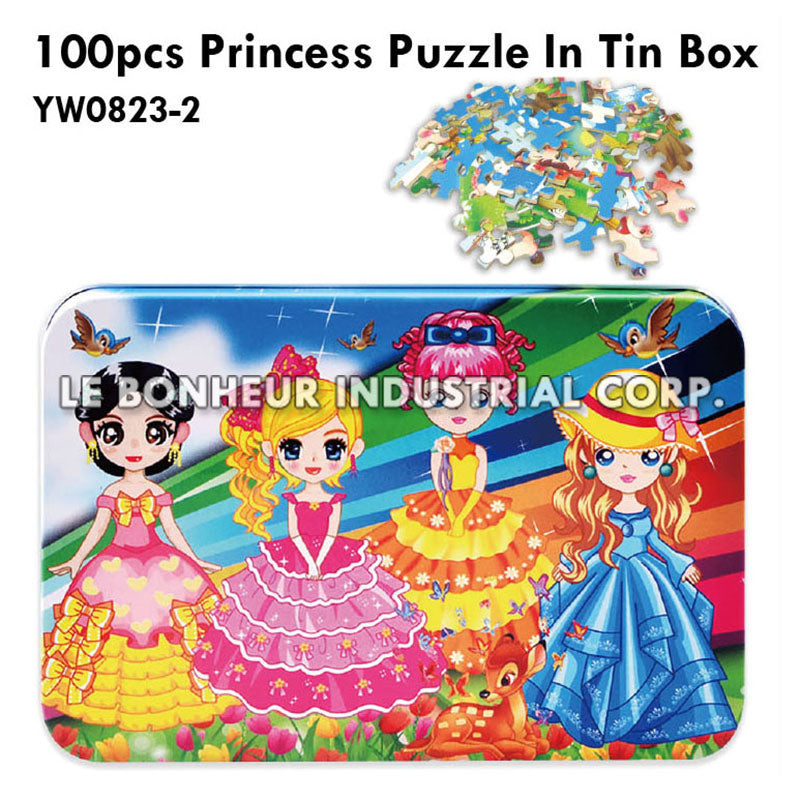 100pcs 4 Princess Puzzle In Tin Box