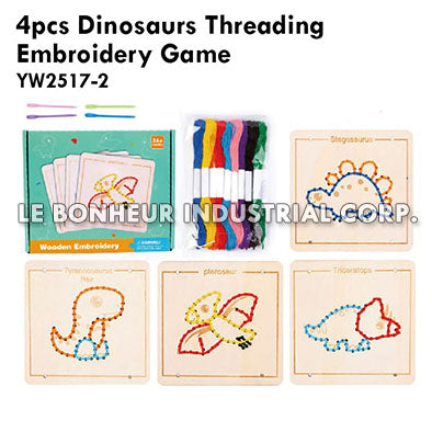 4pcs Dinosaurs Threading Embroidery Game