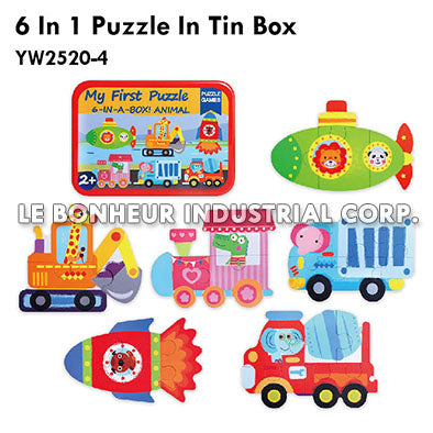 6 In 1 Puzzle In Tin Box