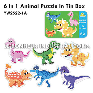 6 In 1 Dinosaur Puzzle In Tin Box