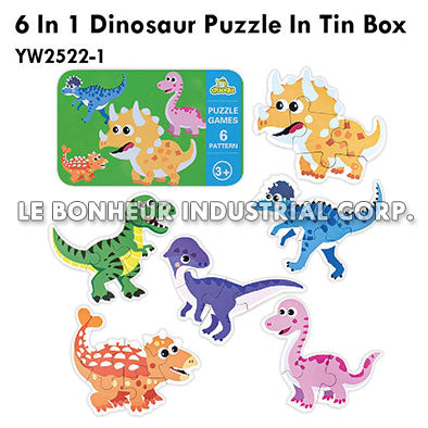 6 In 1 Dinosaur Puzzle In Tin Box