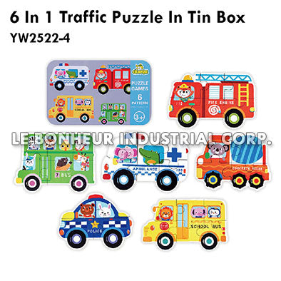 6 In 1 Traffic Puzzle In Tin Box