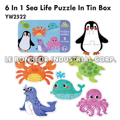 6 In 1 Sea Life Puzzle In Tin Box
