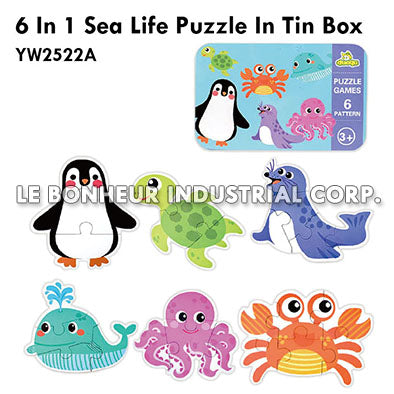 6 In 1 Sea Life Puzzle In Tin Box