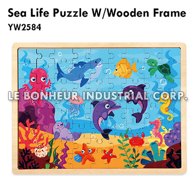 Sea Life Puzzle W/Wooden Frame