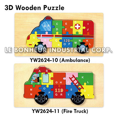 3D Wooden Fire Truck Puzzle