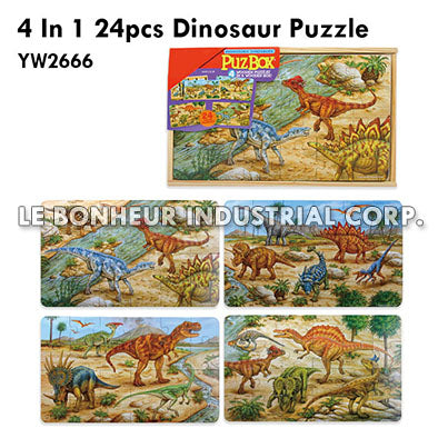 4 In 1 24pcs Dinosaur Puzzle