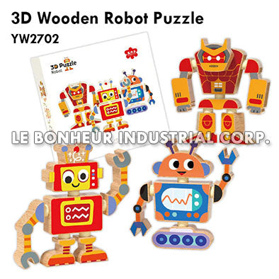 3D Wooden Robot Puzzle