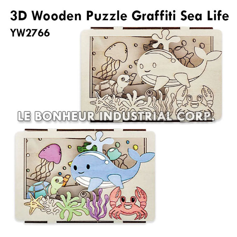3D Wooden Puzzle Graffiti Sea Life