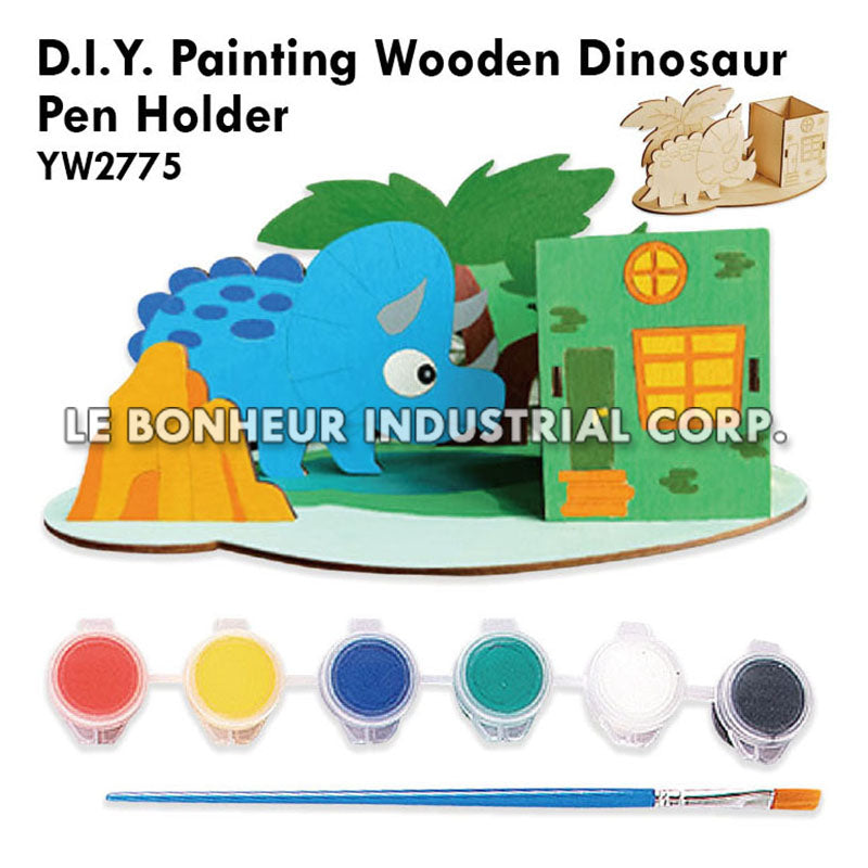 D.I.Y. Painting Wooden Dinosaur Pen Holder