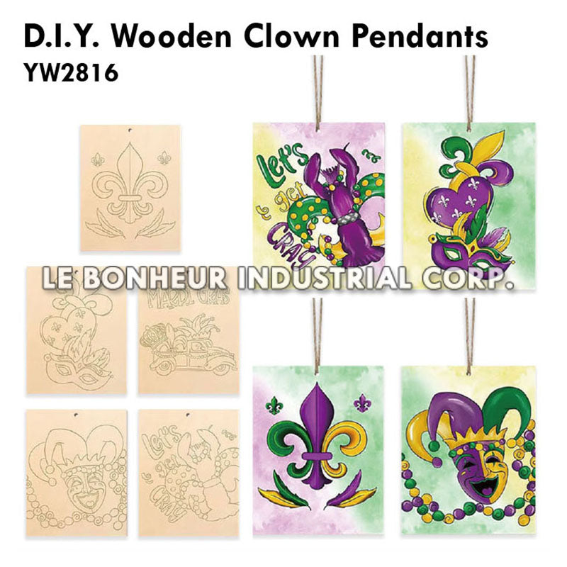 D.I.Y. Wooden Clown Pendants