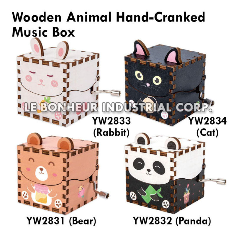 Wooden Black Cat Hand-Cranked Music Box