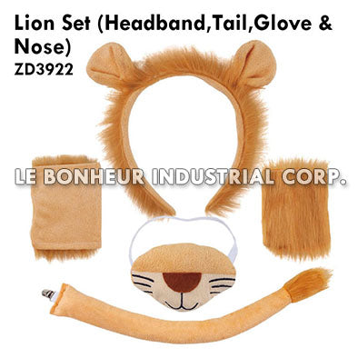 Lion Set (Headband,Tail,Glove & Nose)