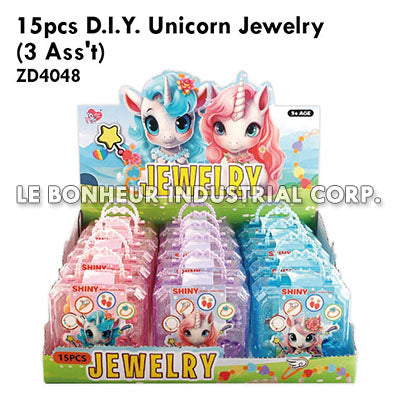 15Pcs D.I.Y. Unicorn Jewelry (3 Ass'T)