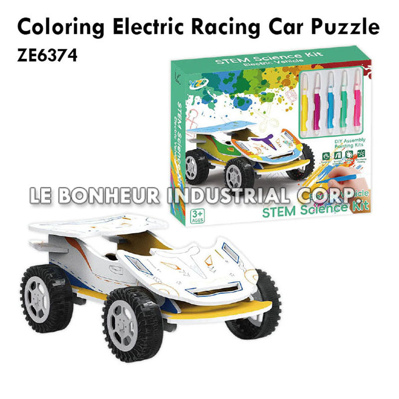 Coloring Electric Racing Car Puzzle