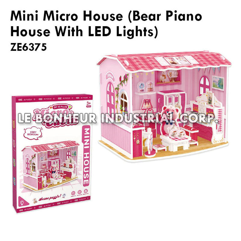 Mini Micro House (Bear Piano House With LED Lights)