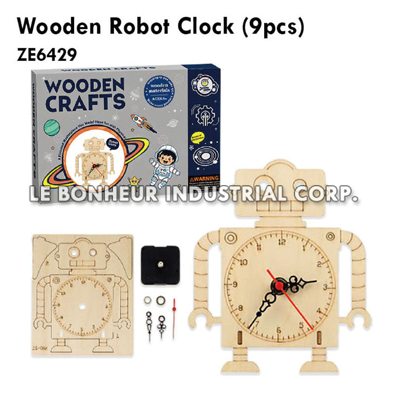 Wooden Robot Clock (9pcs)
