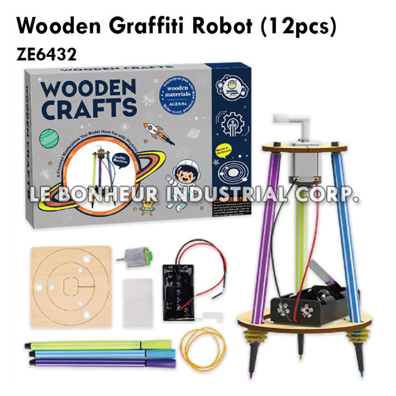 Wooden Graffiti Robot (12pcs)