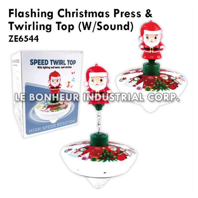 Flashing Christmas Press & Twirling Top (W/Sound)