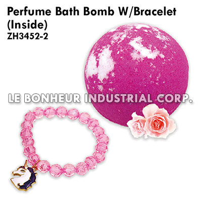 Perfume Bath Bomb W/Unicorn Bead Bracelet Inside