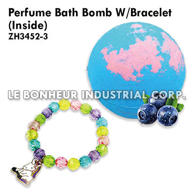Perfume Bath Bomb W/Unicorn Bead Bracelet Inside