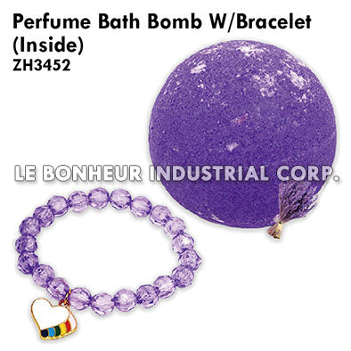 Perfume Bath Bomb W/Heart Bead Bracelet