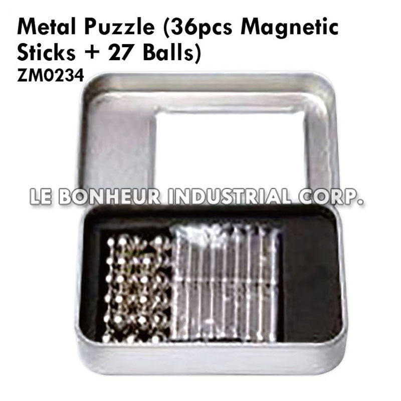 Metal Puzzle (36pcs Magnetic Sticks + 27 Balls)