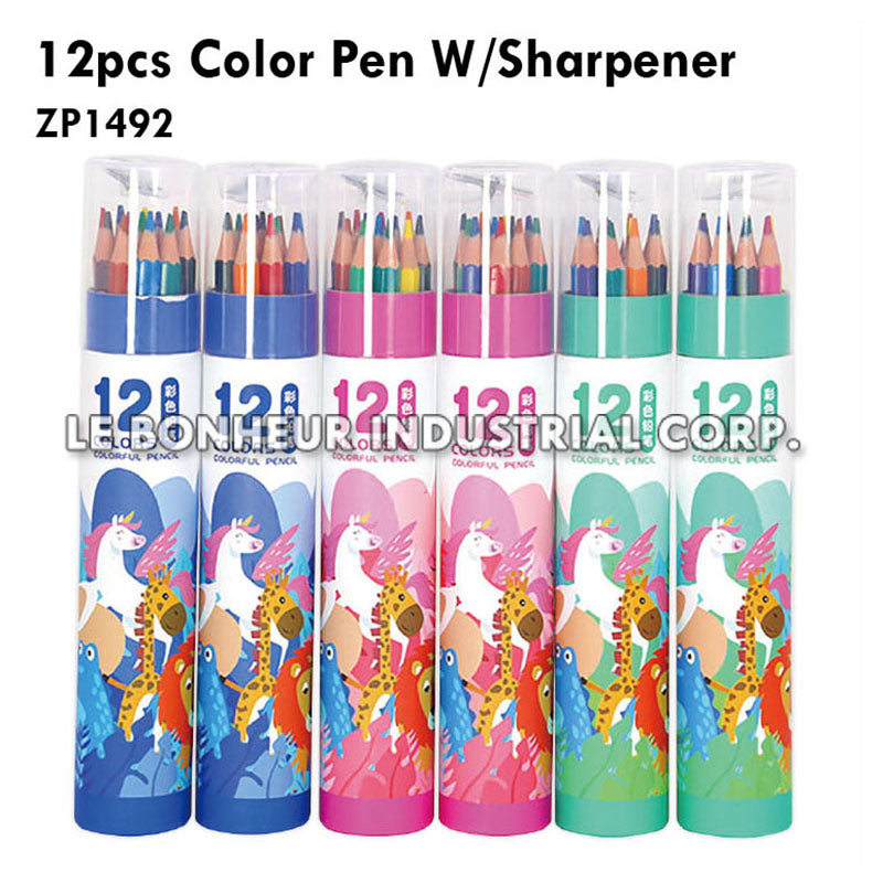 12pcs Color Pen W/Sharpener