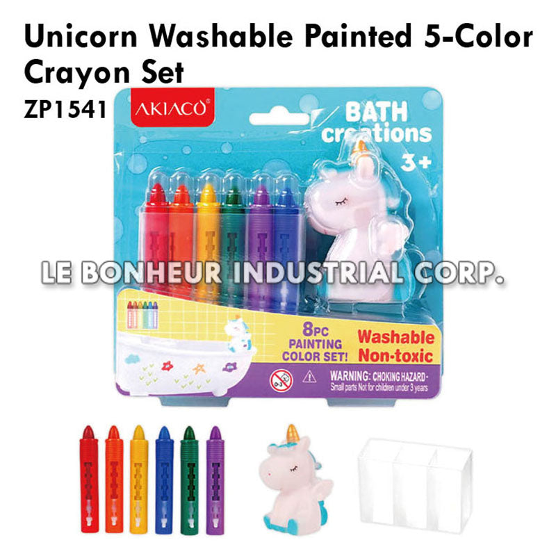 Unicorn Washable Painted 5-Color Crayon Set